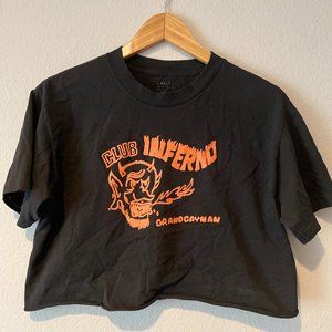 Brandy Melville Club Inferno cropped tee O/S black